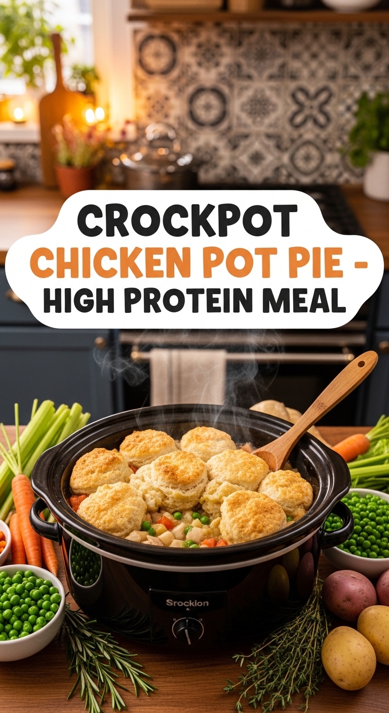 Crockpot Chicken Pot Pie High Protein Meal