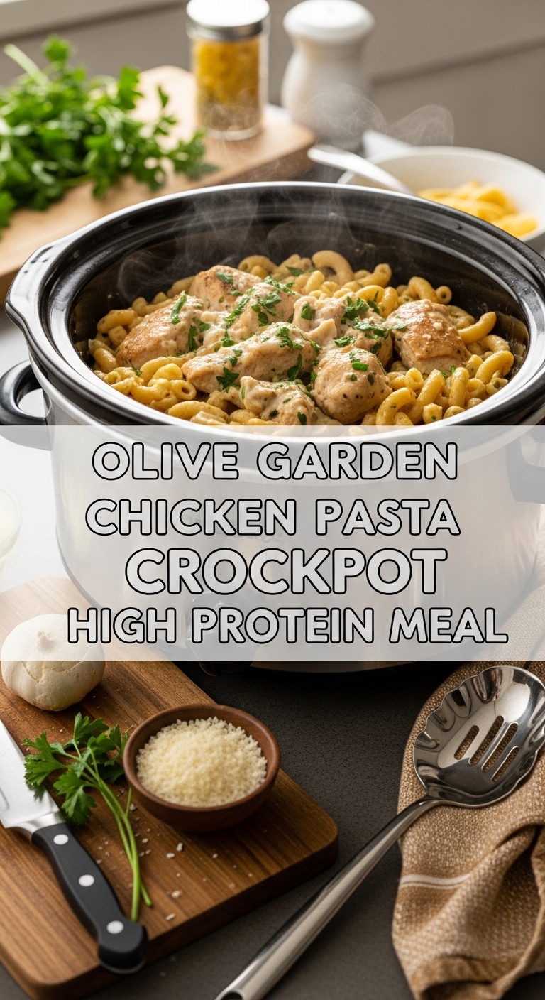 Olive Garden Chicken Pasta Crockpot High Protein Meal