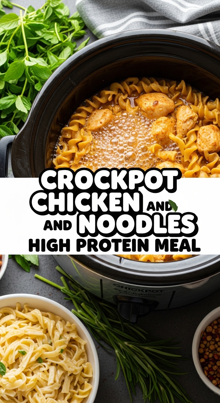 Crockpot Chicken And Noodles High Protein Meal