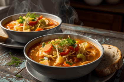 Vegan Cabbage Soup In Bowls