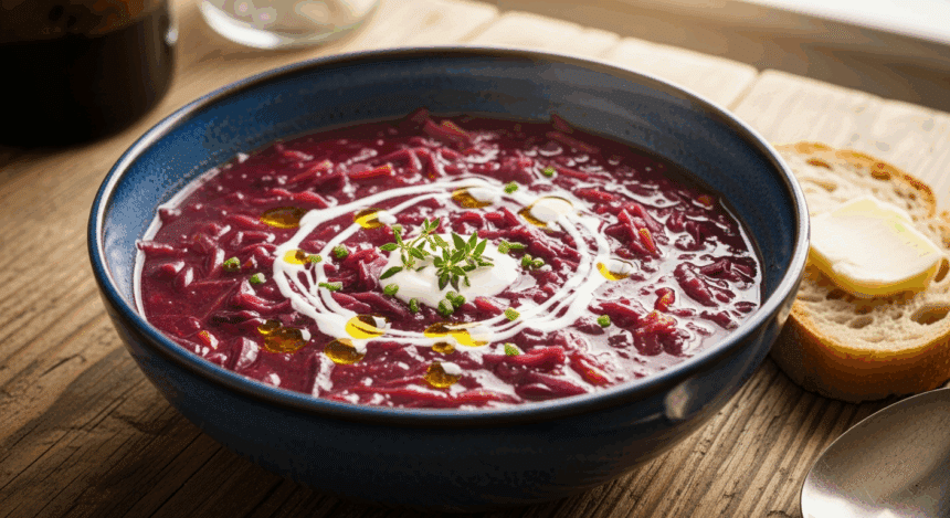 Bowl Of Red Cabbage Soup