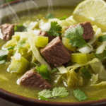 Beef And Cabbage Soup In Tomatillo Broth