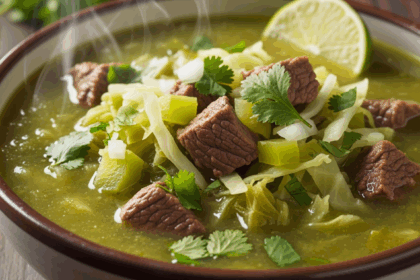 Beef And Cabbage Soup In Tomatillo Broth