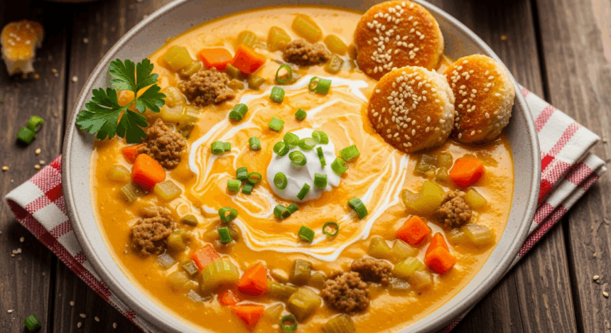 Vegetarian Cheeseburger Soup