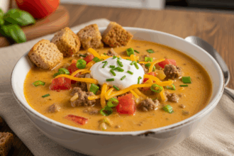 Macro Friendly Cheeseburger Soup