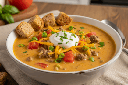Macro Friendly Cheeseburger Soup