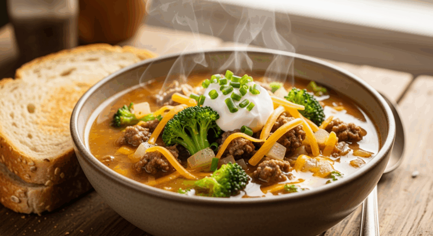 Lean And Green Cheeseburger Soup