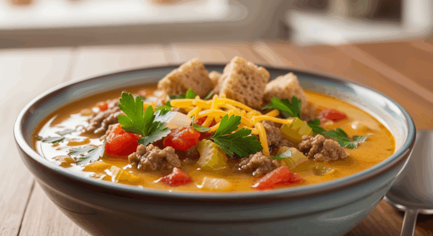 Low Calorie Cheeseburger Soup