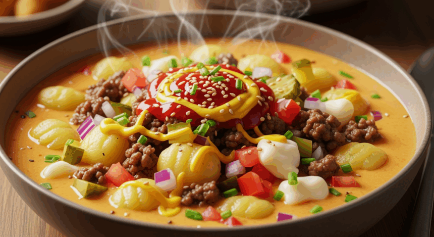 Cheeseburger Gnocchi Soup