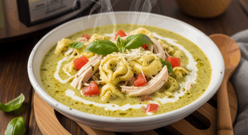 Chicken Pesto Tortellini Soup Crockpot