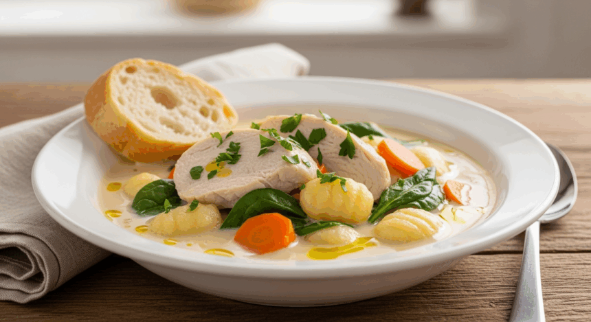 Bowl Of Creamy Chicken Gnocchi Soup