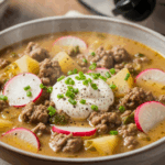 Keto Crockpot Creamy Potato & Hamburger Soup