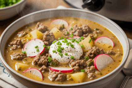 Keto Crockpot Creamy Potato & Hamburger Soup