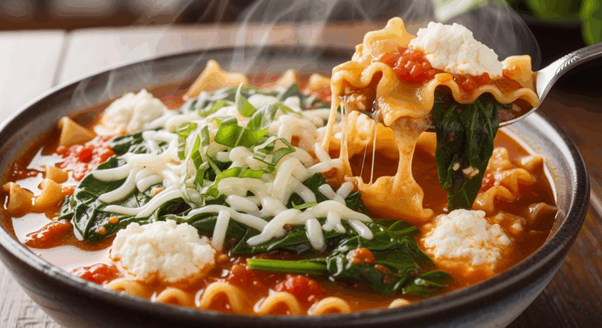 Vegetarian Lasagna Soup With Spinach