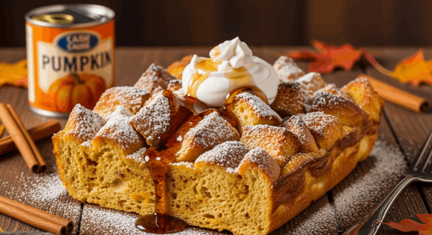 pumpkin french toast casserole with canned pumpkin