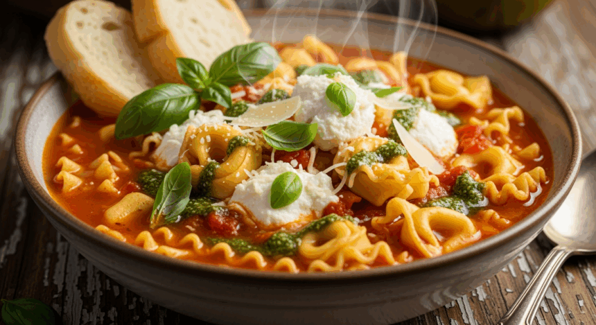 Cheese Tortellini Lasagna Soup