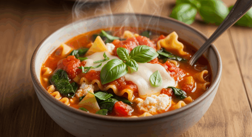 Slow Cooker Vegetarian Lasagna Soup