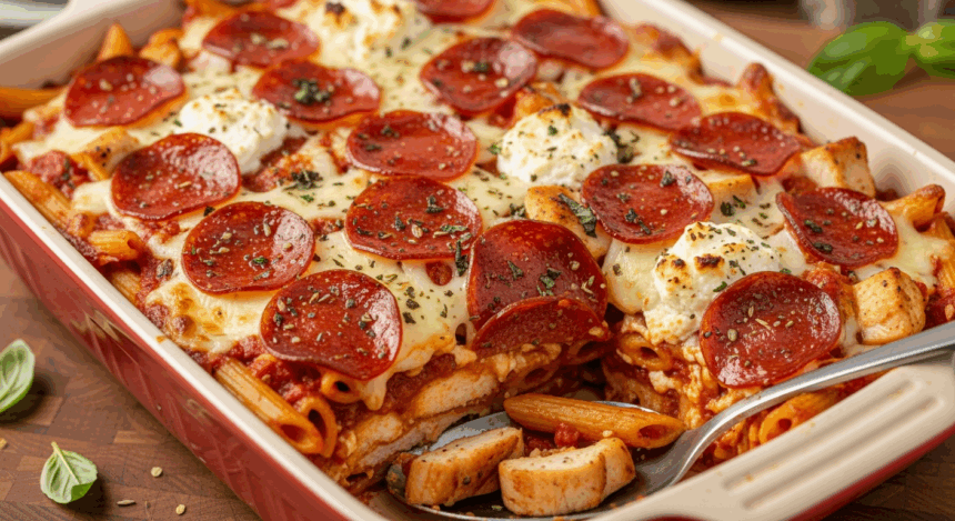 pepperoni pizza casserole with chicken