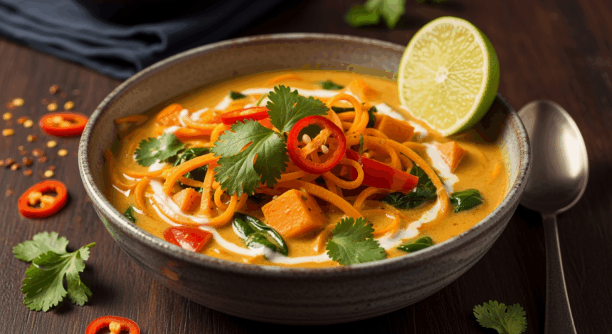 Coconut Curry Soup With Sweet Potato Noodles