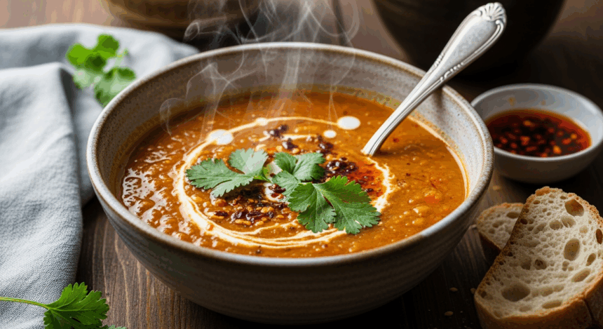 Spiced Lentil Soup In Bowl