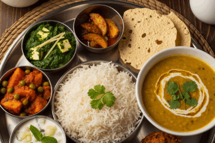 Indian Meal With Rice And Lentil Soup
