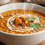 Sweet Potato Lentil Soup In Bowl