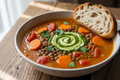 Vegetarian Tomato Carrot Lentil Soup