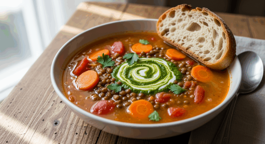 Vegetarian Tomato Carrot Lentil Soup