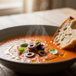 Bowl Of Tomato Soup With Olives
