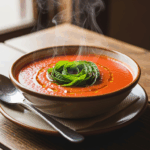 Bowl Of Tomato Soup With Mint Garnish