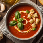 Bowl Of Tomato Soup With Garlic