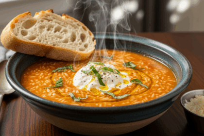 Bowl Of Tomato Orzo Soup