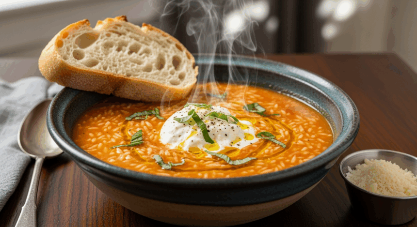 Bowl Of Tomato Orzo Soup
