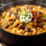 One Pot Macaroni Cheeseburger Soup
