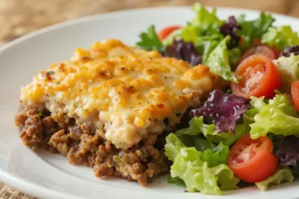 Cheesy Beef Casserole With Salad