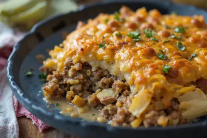Keto Cheesy Cabbage Casserole With Ground Beef