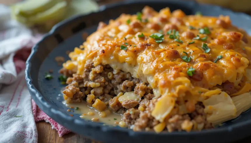 Keto Cheesy Cabbage Casserole With Ground Beef