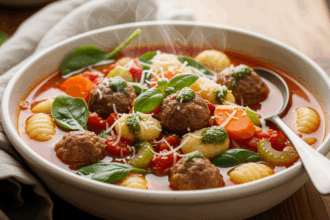 Meatball And Gnocchi Soup