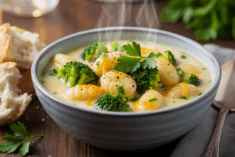 Broccoli Cheese Gnocchi Soup