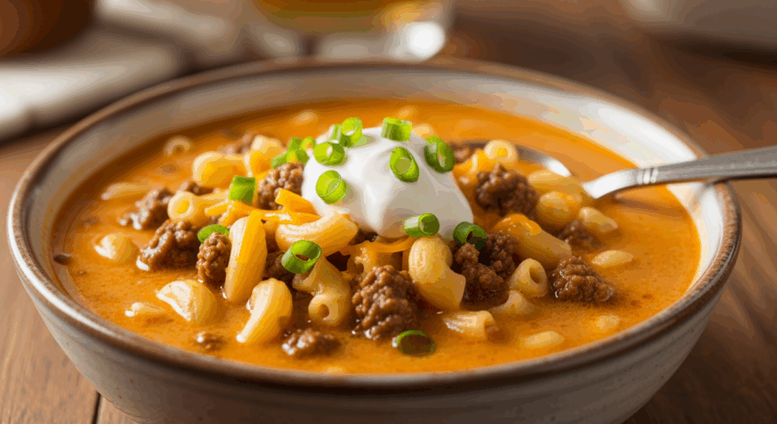 Hamburger Mac And Cheese Soup