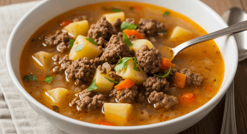 Cheesy Hamburger Soup