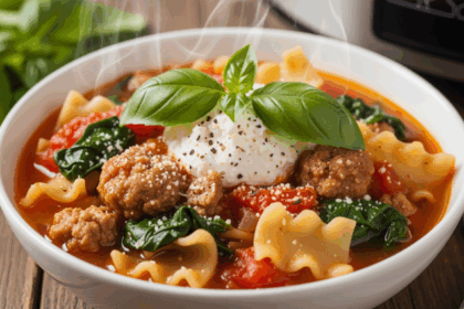 Healthy Crockpot Lasagna Soup