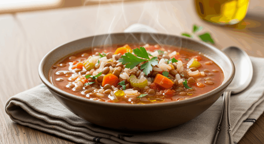 Healthy Lentil And Rice Soup