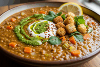 Lentil Soup With Toppings