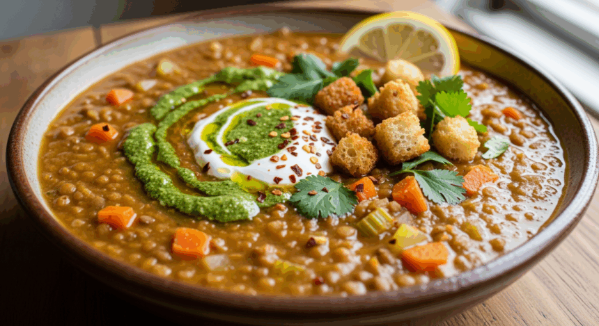 Lentil Soup With Toppings
