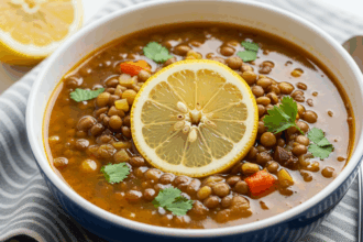Bowl Of Lentil Soup With Lemon