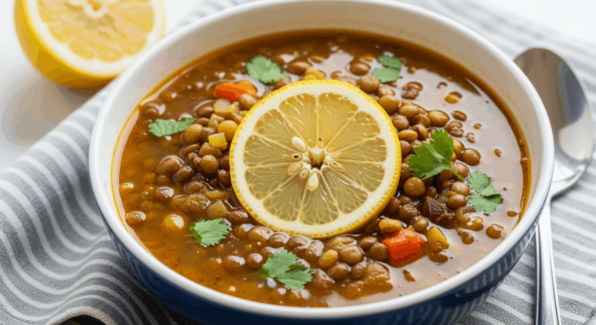 Bowl Of Lentil Soup With Lemon
