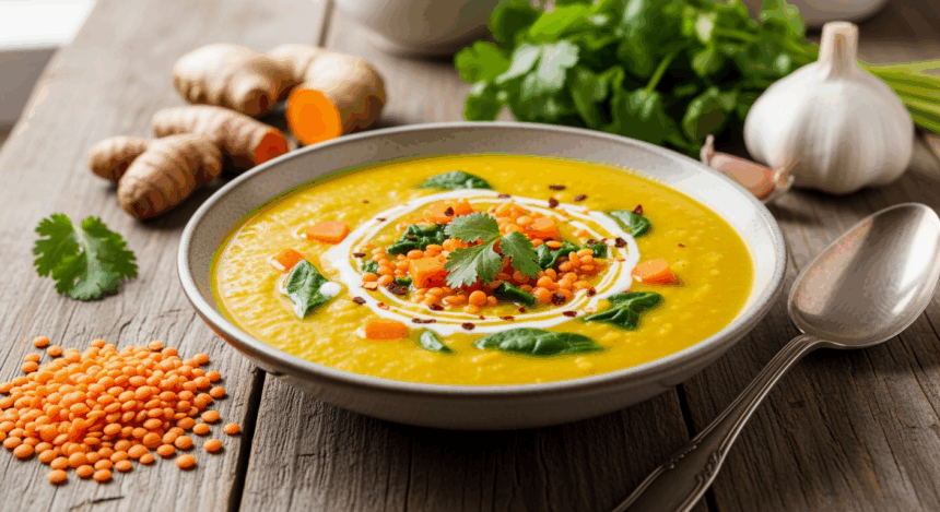 Golden Turmeric Lentil Soup Recipe