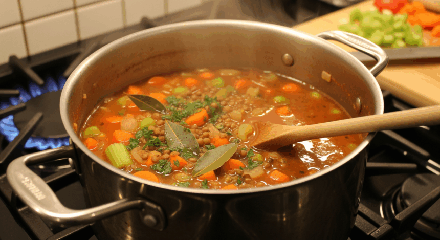 Cooking Lentil Soup On Stove