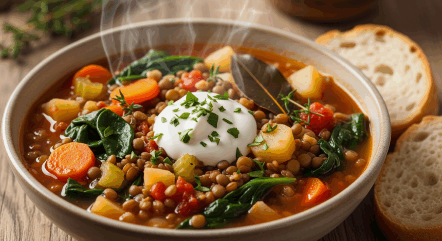 Three Lentil Vegetable Soup